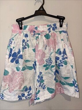 Vintage Cotton shorts with blue and pink flowers